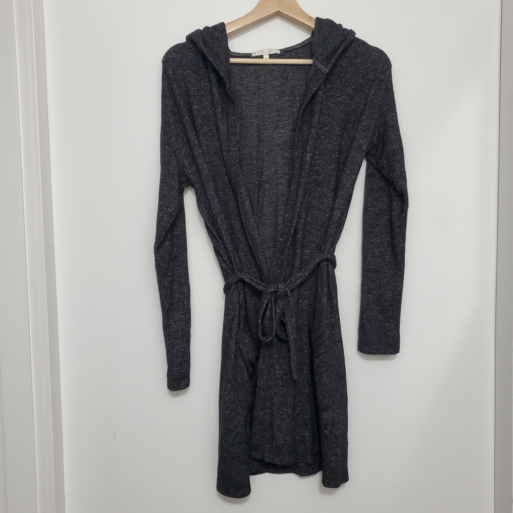 Z Supply Small House Coat Lightweight Open Cardigan Robe Black Grey Loungewear